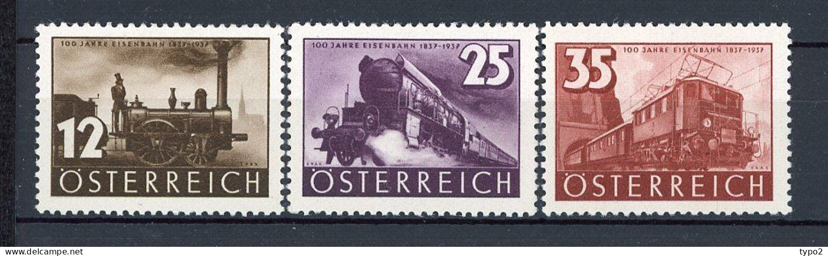 AUTRICHE - 1937  Yv. N° 503 à 505  *  Chemins De Fer  Cote 6 Euro  BE  2 Scans - Ungebraucht