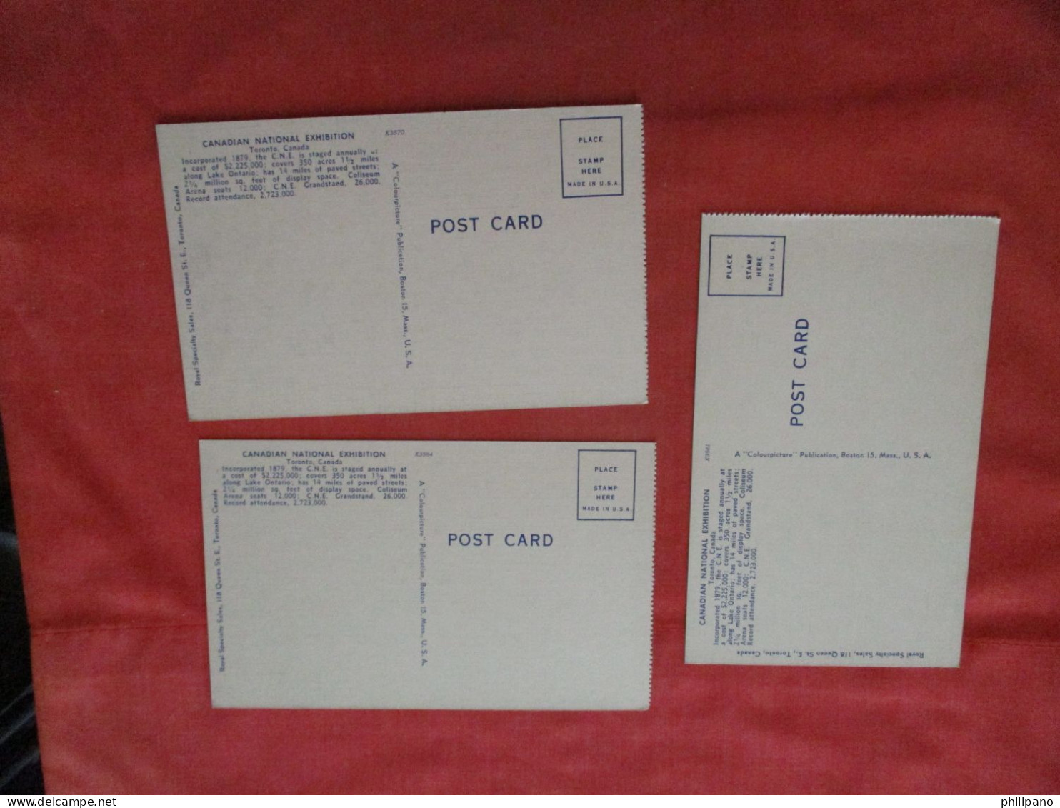 Lot Of 3 Cards.  Canadian National Exhibition      Toronto  Canada > Ontario > Toronto  -  Ref 6371 - Toronto
