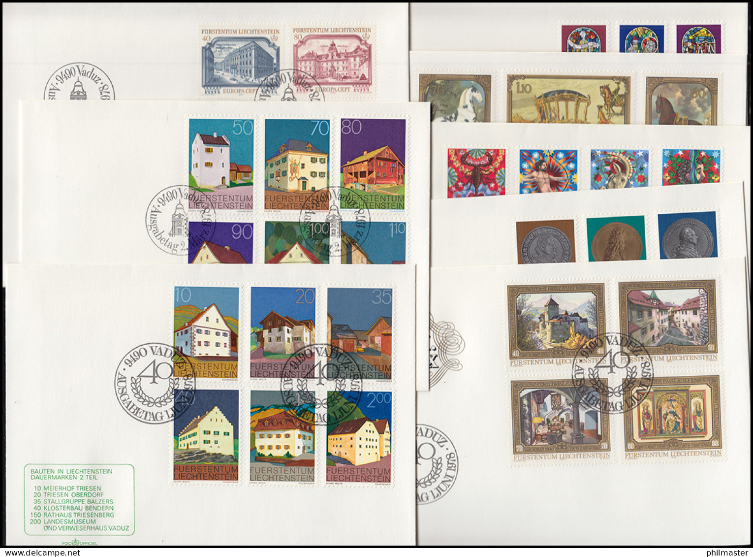 792-722 Liechtenstein-Jahrgang 1978 Komplett Auf FDC Mit ESSt Vaduz - Covers & Documents