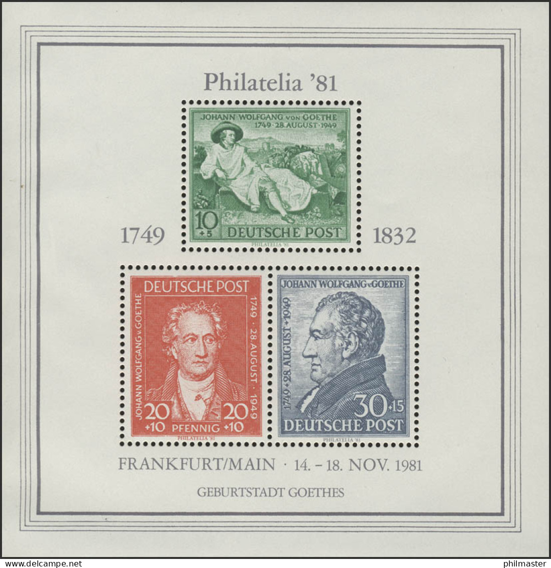 APHV-Sonderdruck Philatelia Frankfurt Goethe I 1981 - Privados & Locales