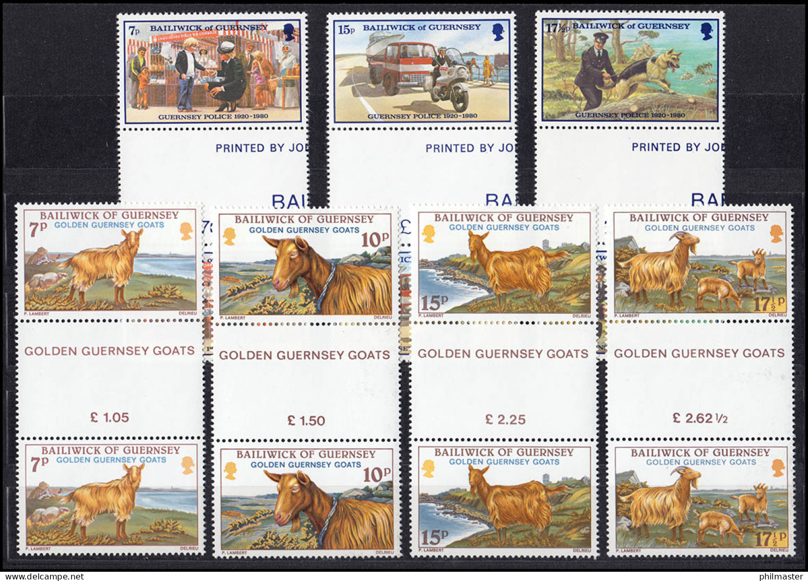 Guernsey 1980: Kompletter Jahrgang Als Zwischensteg-Paare, 4 Sätze, Set ** - Guernsey