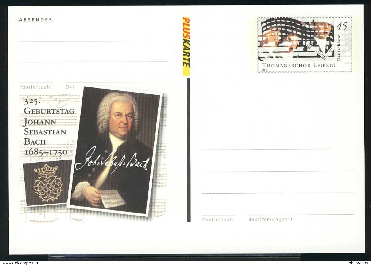 PSo 105 Johann Sebastian Bach Und Thomanerchor Leipzig 2010, ** - Postcards - Mint