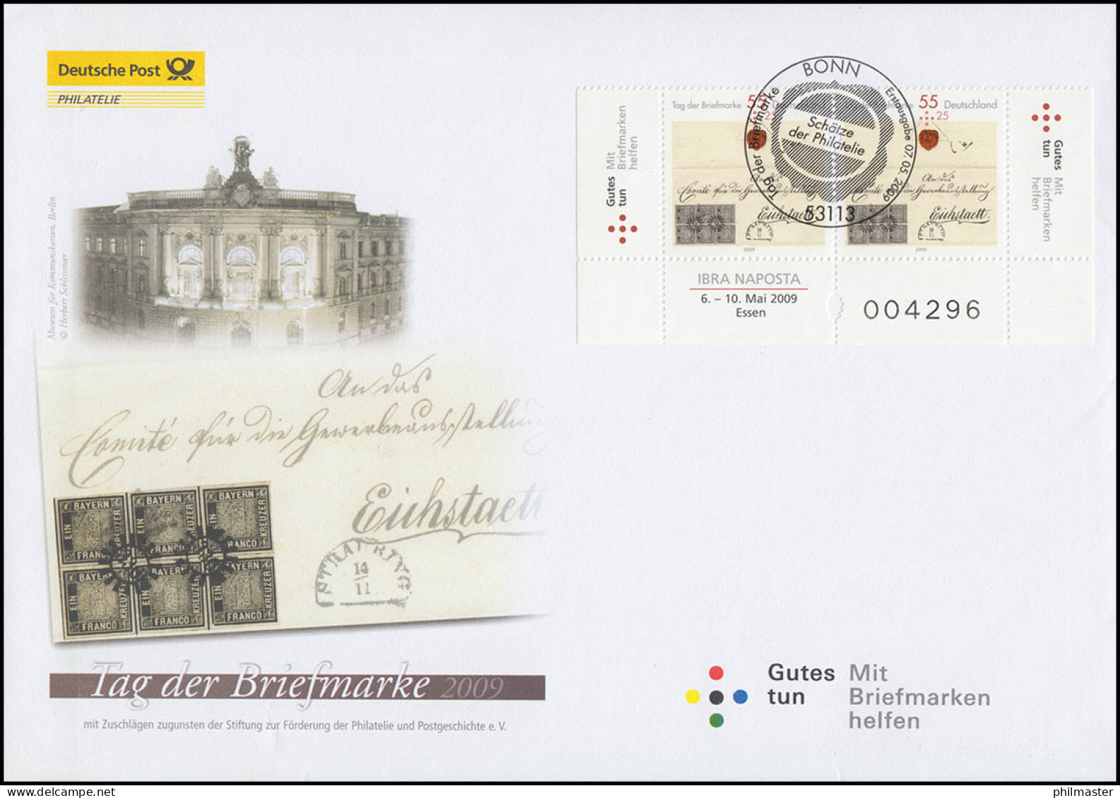 2735Sr+Sl Tag Der Briefmarke: Der Eichstätt-Brief, Schmuck-FDC ESSt Bonn 2009 - Private & Local Mails