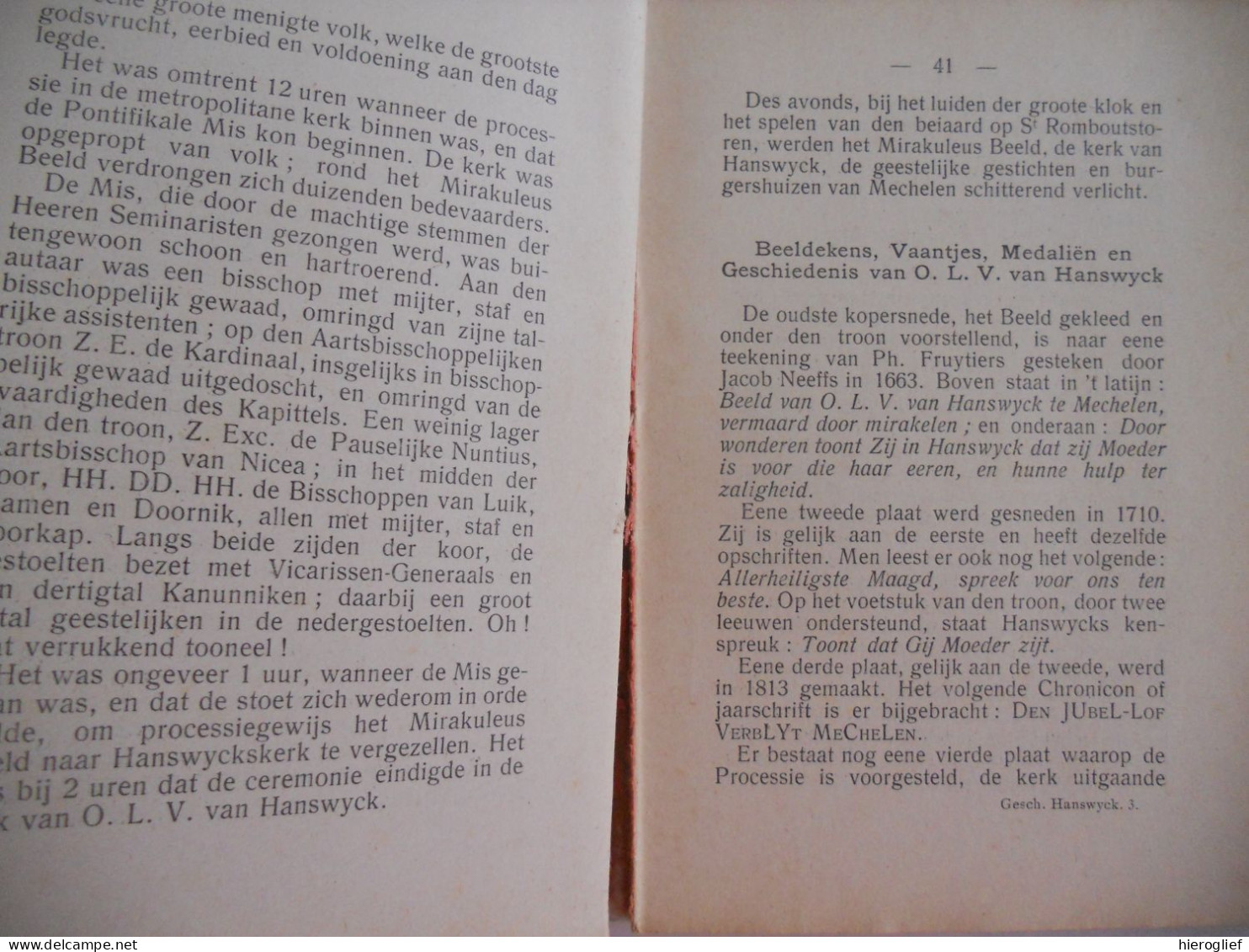 Beknopte Geschiedenis Vh Mirakuleus Beeld V O.L.V. Van Hanswyck Binnen Mechelen 1908 Hanswijk Bedevaart Basiliek - Storia