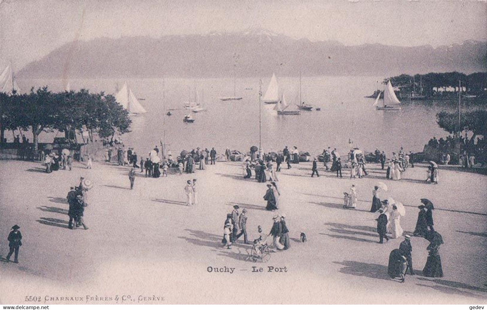 Lausanne Ouchy VD, Place Du Port Animée Et Barques à Voile (charnaux 5502) - Begnins