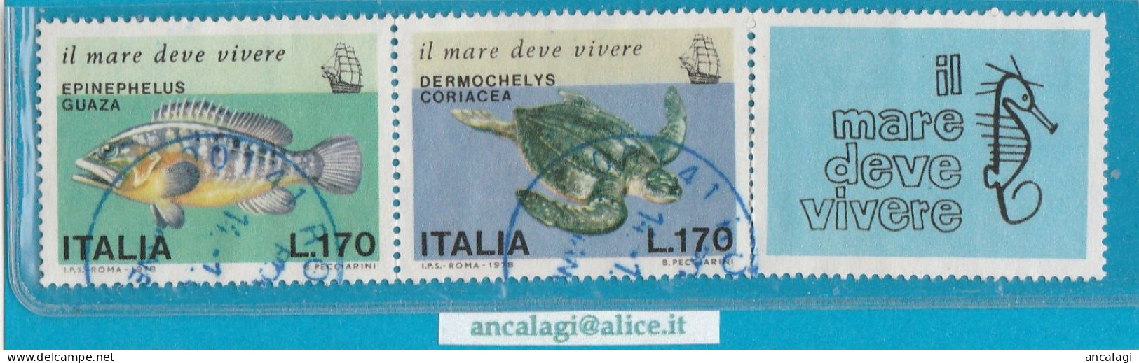 USATI ITALIA 1978 - Ref.0389C "SALVAGUARDIA DEL MARE" 2 Val. In Coppia Con Appendice - - 1971-80: Afgestempeld