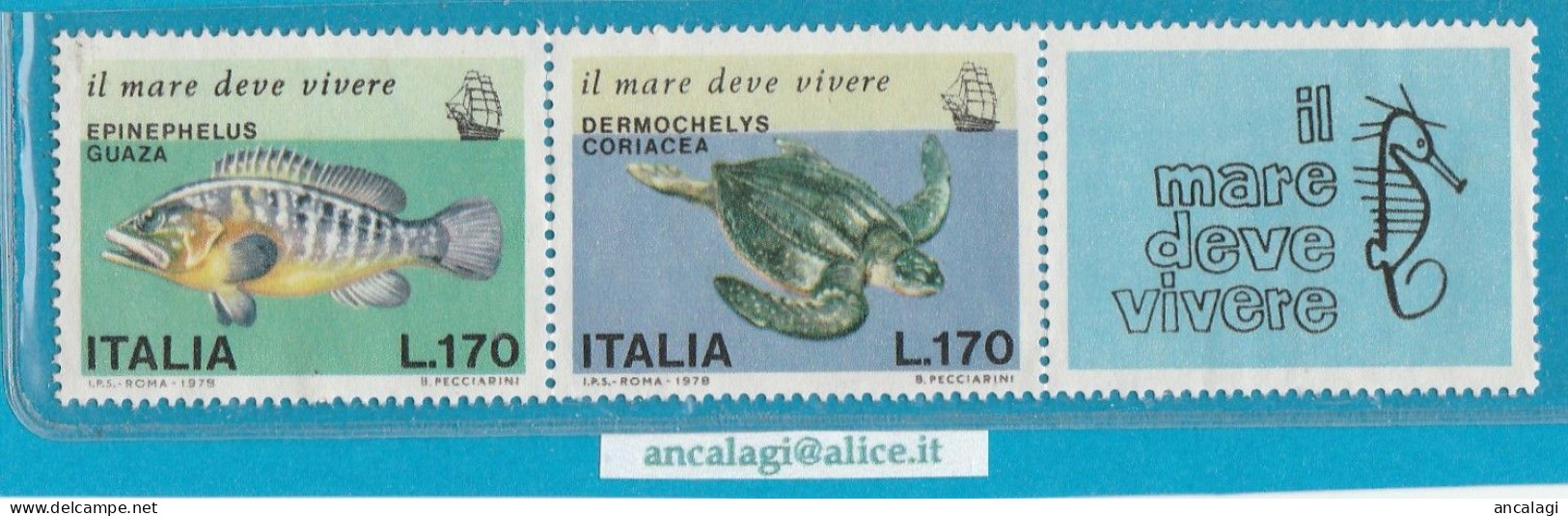 USATI ITALIA 1978 - Ref.0389D "SALVAGUARDIA DEL MARE" 2 Val. In Coppia Con Appendice - - 1971-80: Usati