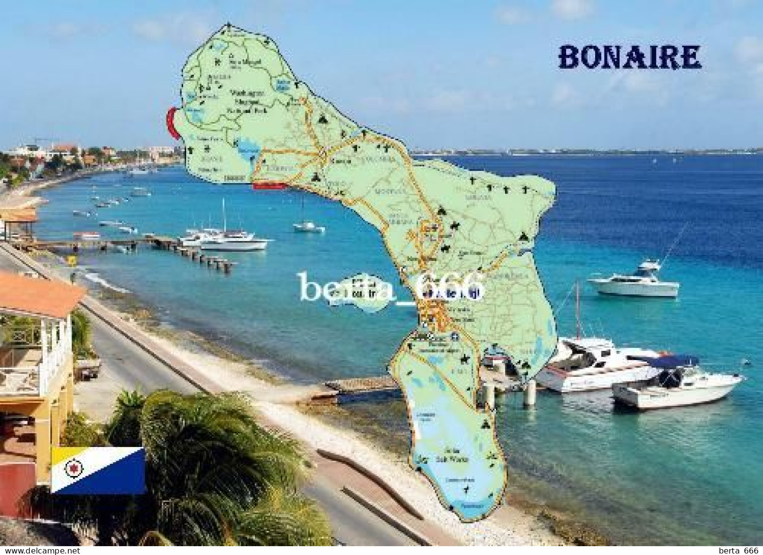 Bonaire Map View New Postcard * Carte Geographique * Landakarte - Bonaire