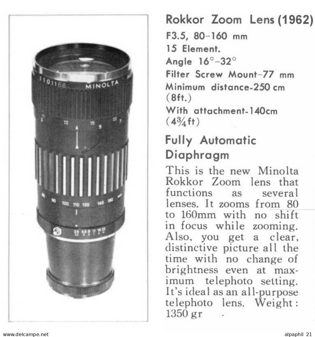 Minolta Rokkor Zoom Lens F3.5, 80-160 Mm - Lentilles