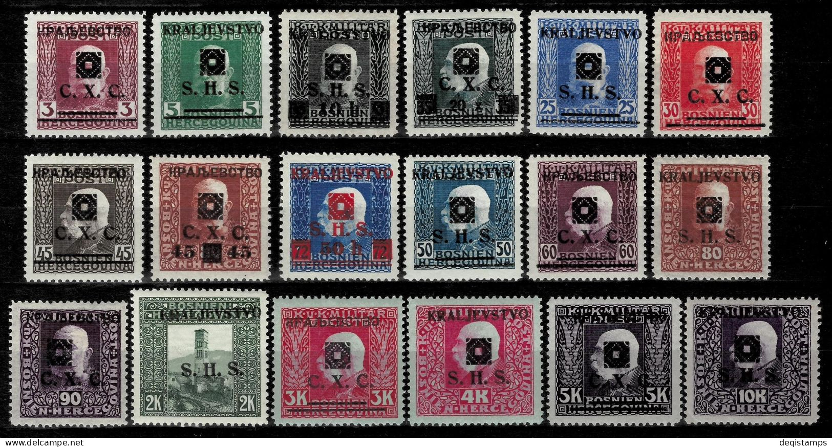 SHS - Bosnia 1919 Complete Set Michel 33-50  Mint Never Hinged (**) - 90h Is MLH - Nuovi