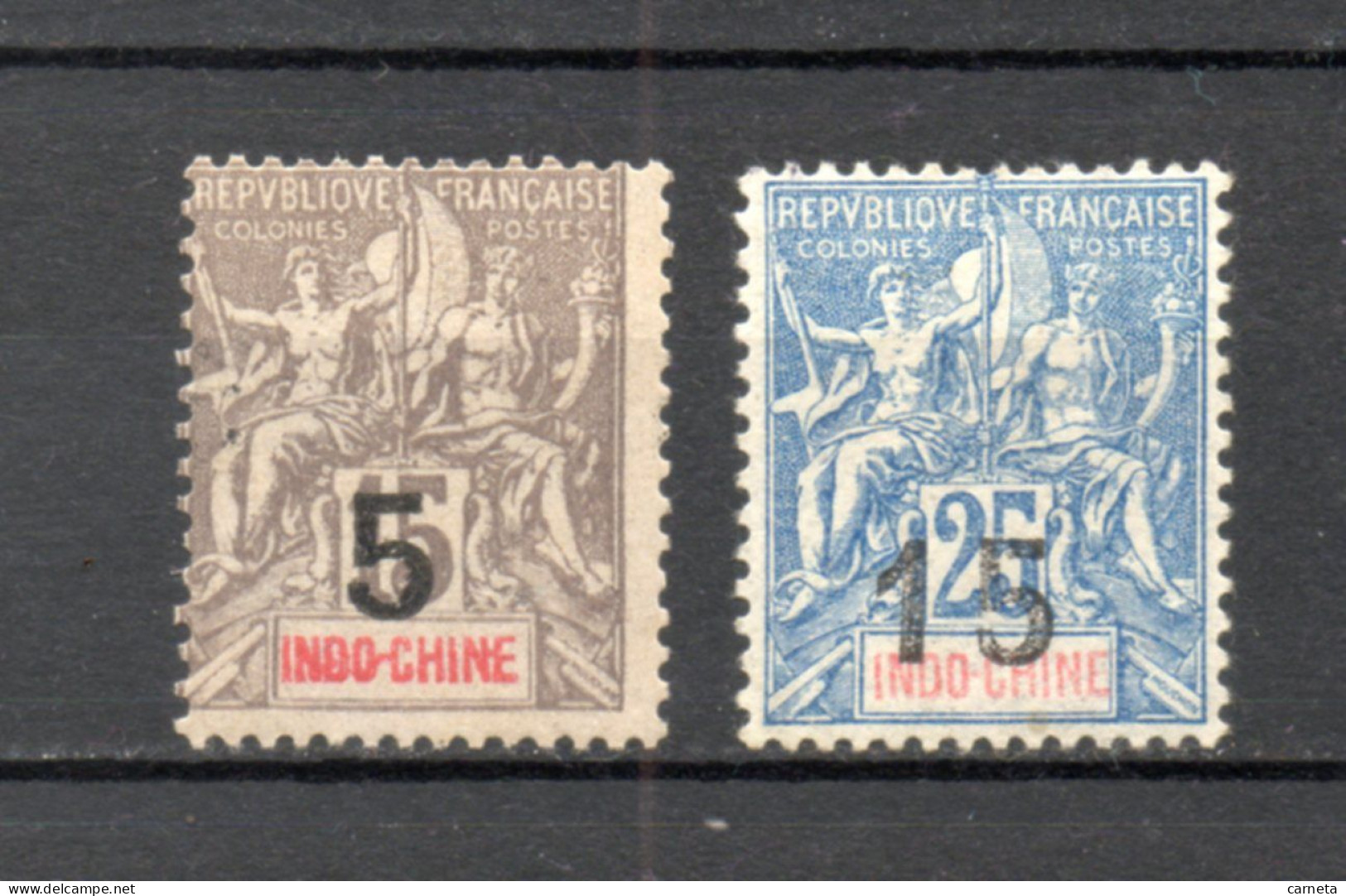 INDOCHINE  N° 22 + 23   NEUFS AVEC CHARNIERES  COTE 4.70€     TYPE GROUPE SURCHARGE - Unused Stamps