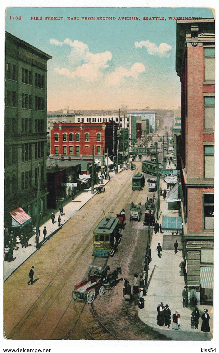 US 25 - 6055  SEATLE, Pike Street, Tramway - Old Postcard - Used - 1911 - Seattle