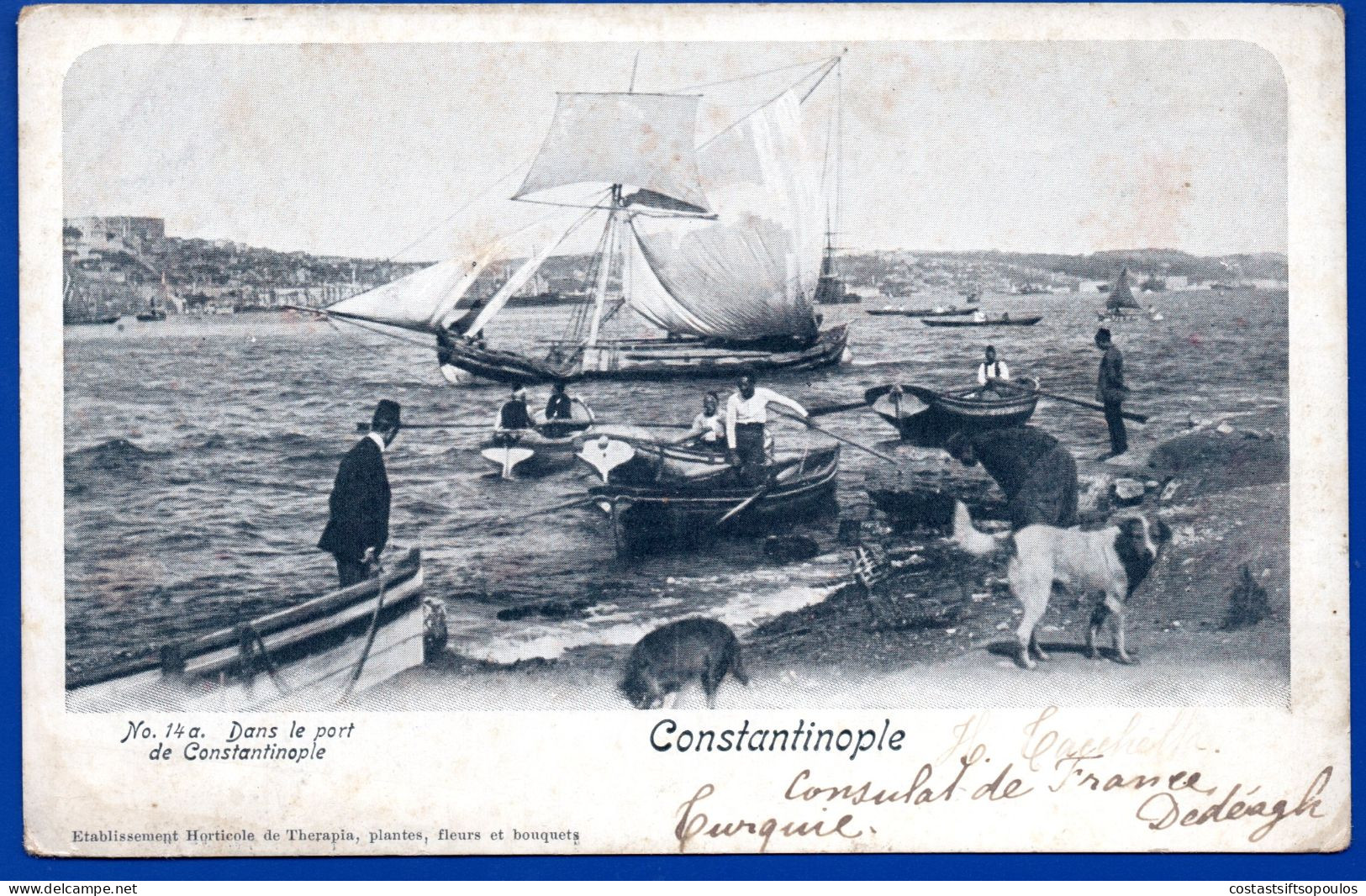 2875.GREECE,THRACE, DEDE AGHADJ/ALEXANDROUPOLIS RARE 1903 CONSTANTINOPLE POSTCARD.TO FRANCE - Dedeagh (Dedeagatch)