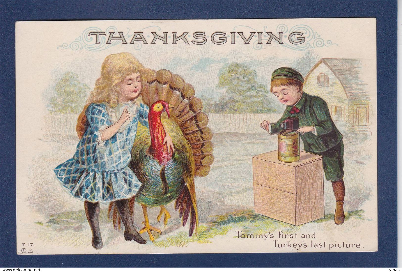 CPA Thanksgiving Fantaisie Fête Gaufrée Embossed écrite Enfant Appareil Photo Caméra - Giorno Del Ringraziamento