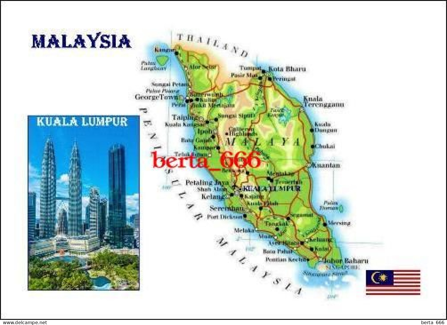 Malaysia Country Map New Postcard * Carte Geographique * Landkarte - Malaysia