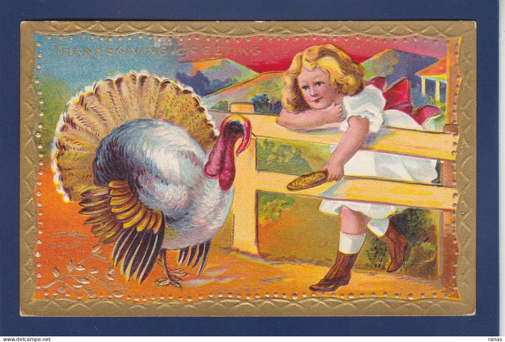 CPA Thanksgiving Fantaisie Fête Gaufrée Embossed Enfant Circulée - Thanksgiving