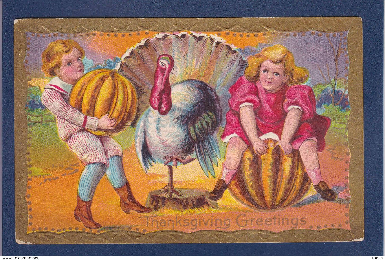 CPA Thanksgiving Fantaisie Fête Gaufrée Embossed Enfant Circulée - Giorno Del Ringraziamento