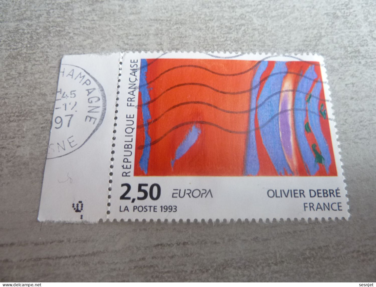 Olivier Debré (1920-1999) - Europa - 2f.50 - Yt 2797 - Rouge, Bleu, Vert Et Violet - Oblitéré - Année 1993 - - 1993