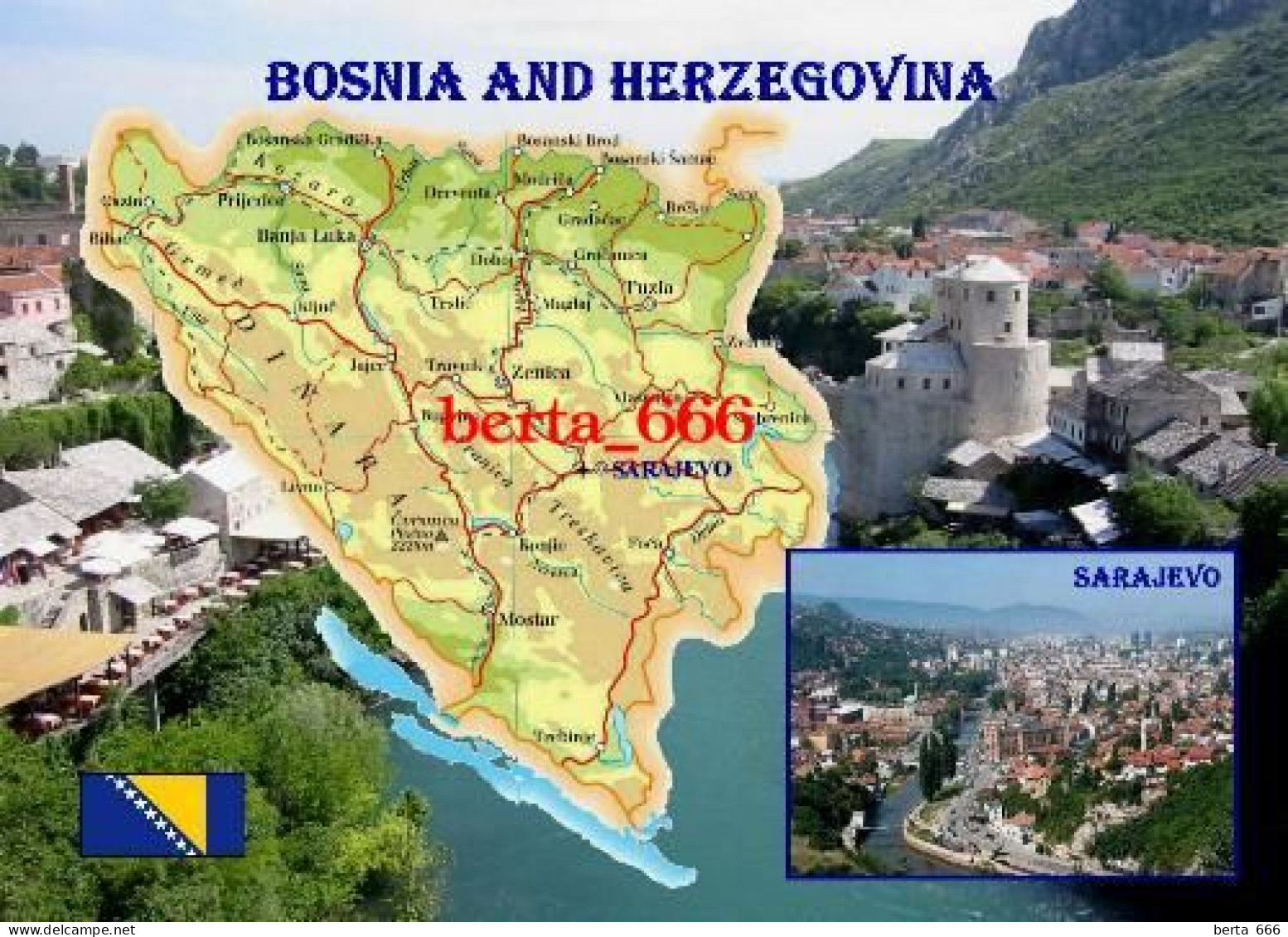 Bosnia And Herzegovina Map New Postcard * Carte Geographique * Landkarte - Bosnie-Herzegovine