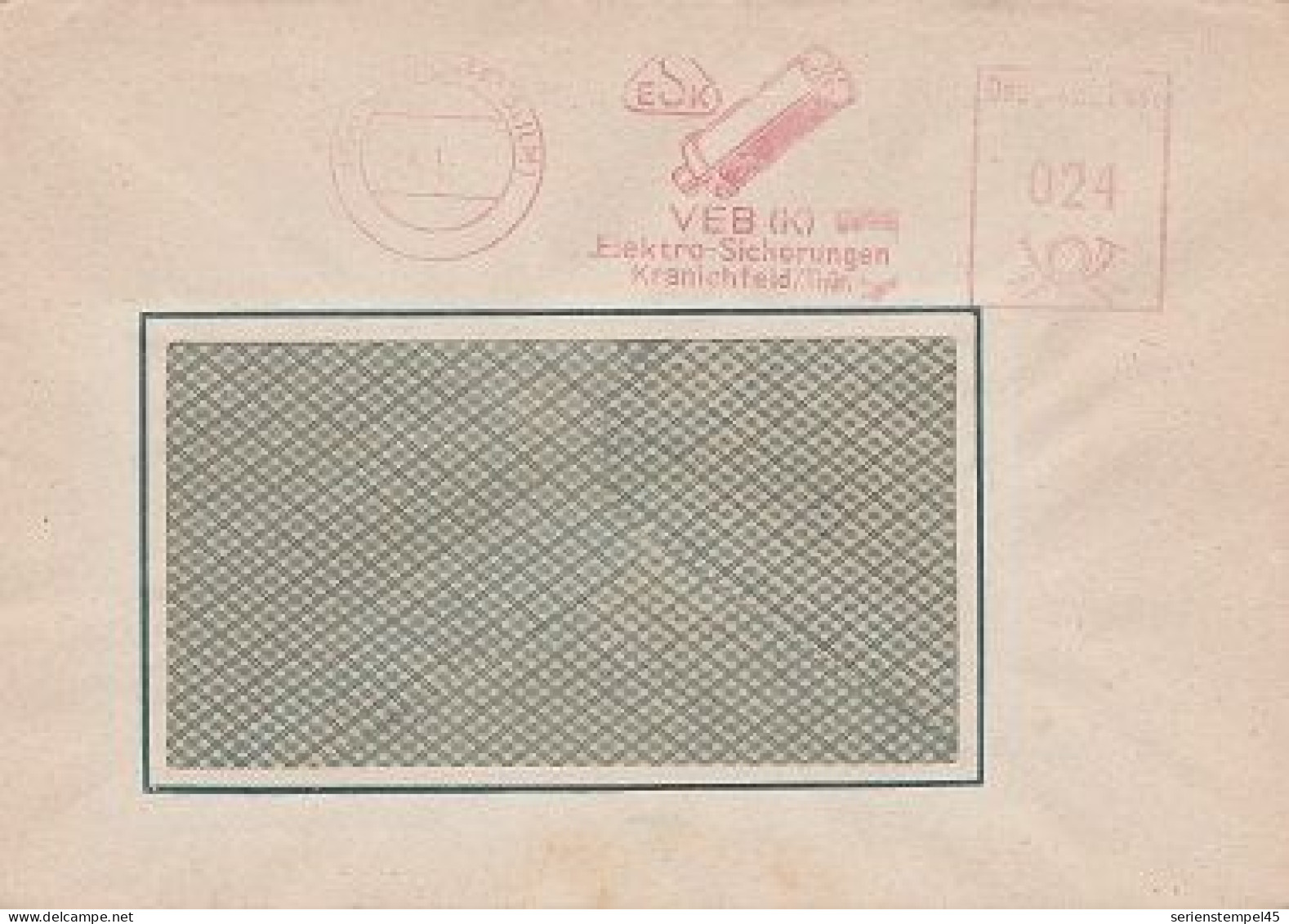 DDR Brief Mit Freistempel Kranichfeld Ilm 1954 Rot ESK VEB Elektro Sicherung - Franking Machines (EMA)