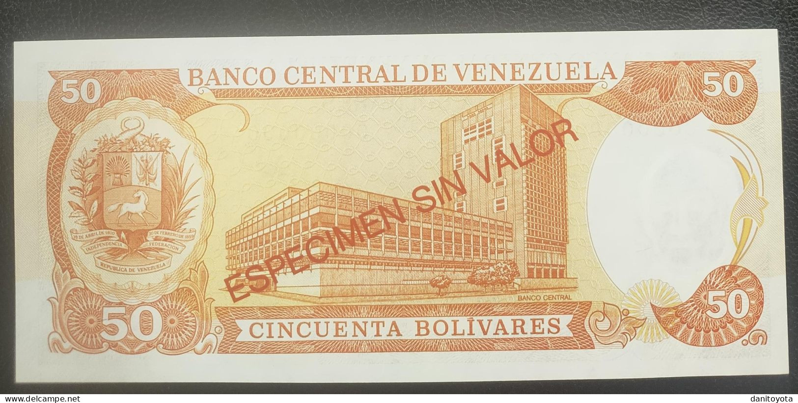 VENEZUELA. 50 BOLIVARES 13 DE OCTUBRE DE 1998 ESPECIMEN SIN VALOR SIN CIRCULAR. - Venezuela