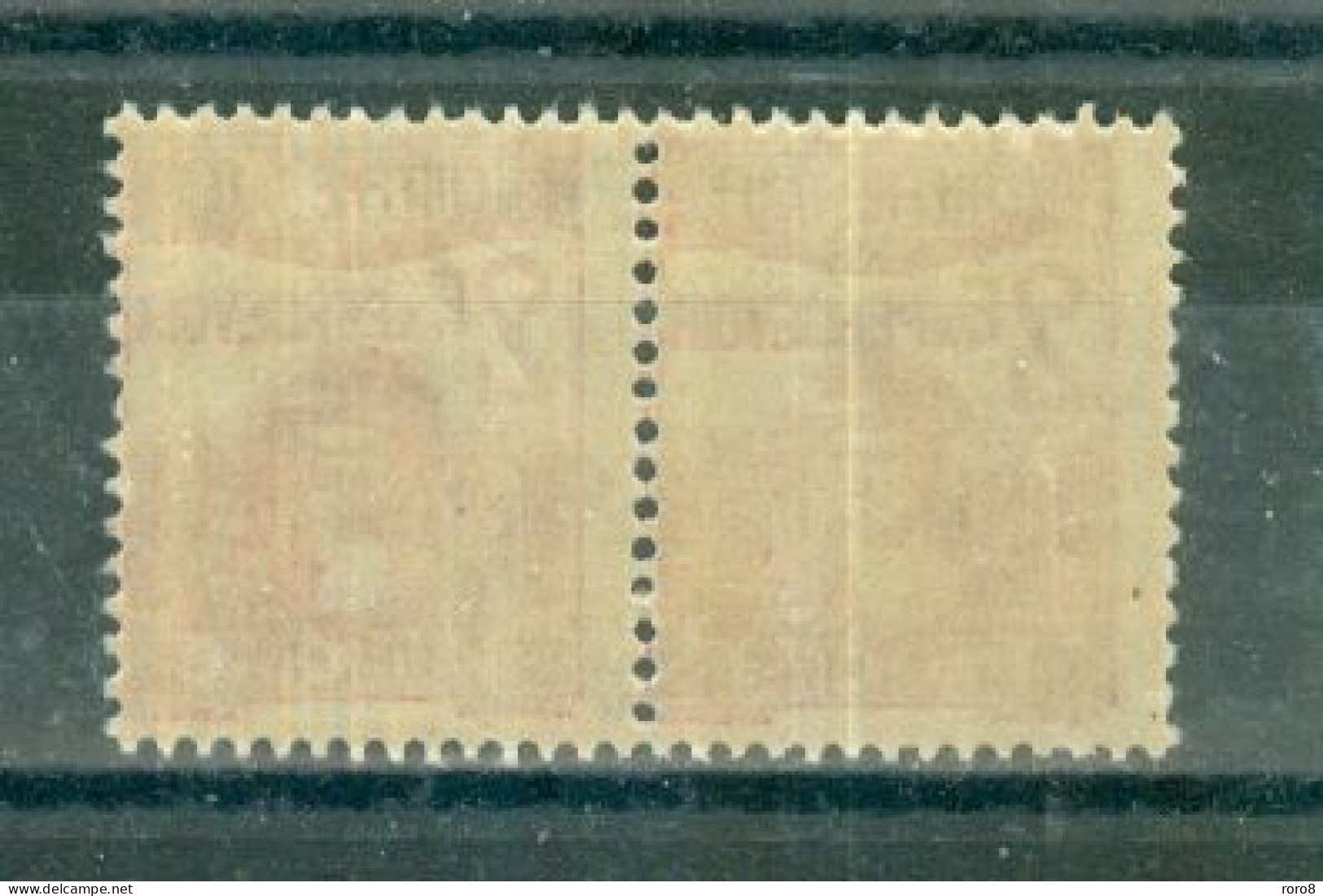 TUNISIE - CHIFFRE TAXE - N°61** X 2 MNH SCAN DU VERSO. Type De 1923-29. Piquage à Cheval. - Unused Stamps