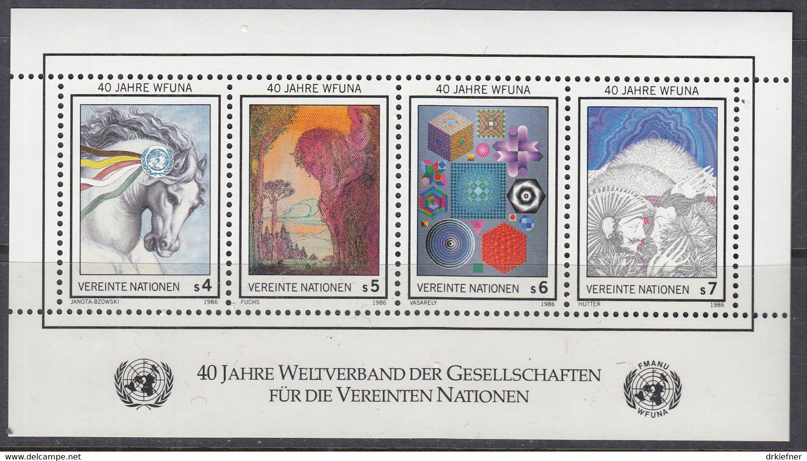UNO WIEN  Block 3, Postfrisch **, 40 Jahre WFUNA, 1986 - Blocks & Sheetlets