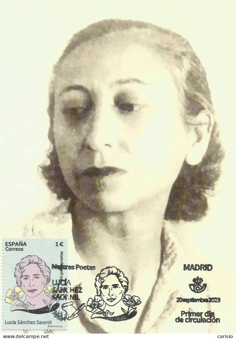 SPAIN MAXICARD. ESPAÑA 2023. TARJETA MAXIMA LUCÍA SÁNCHEZ SAORNIL. MUJERES POETAS - Maximum Cards