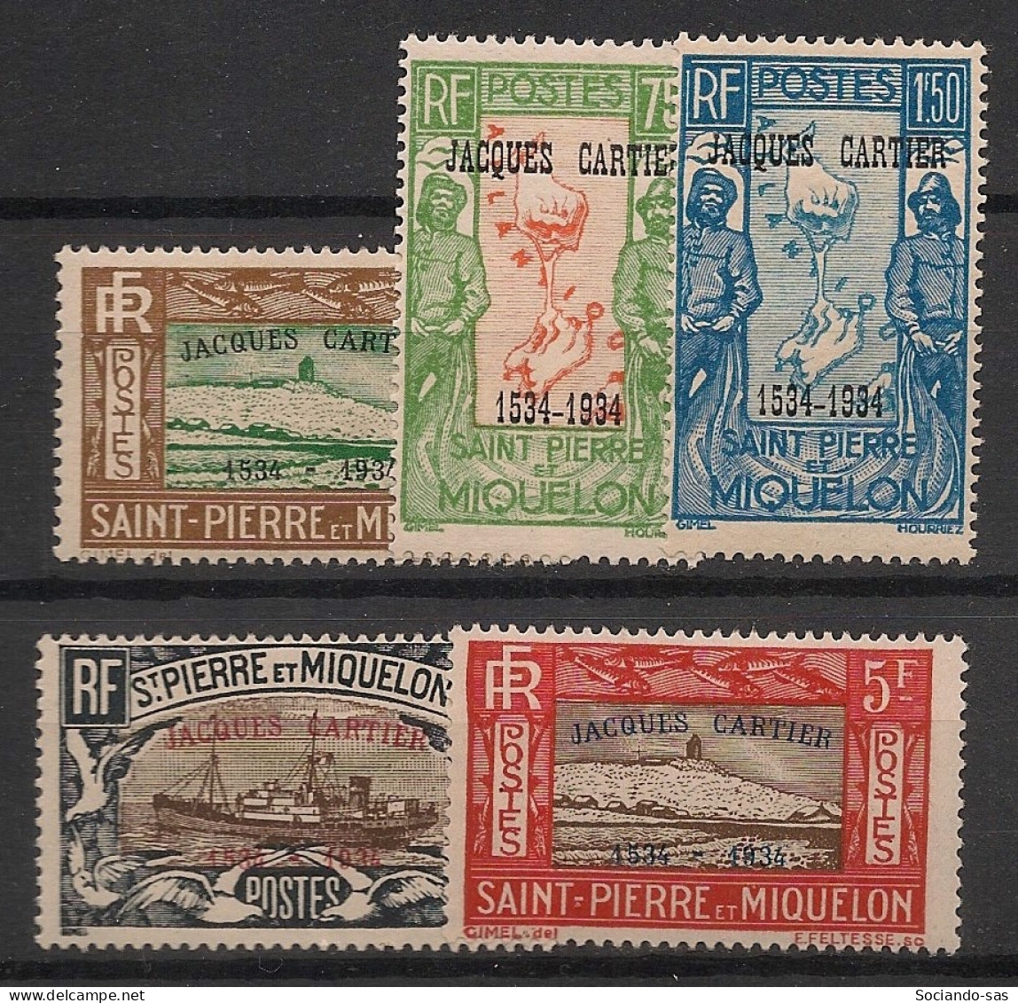 SPM - 1934 - N°YT. 159A à 159E - Jacques Cartier - Série Complète - Neuf Luxe ** / MNH / Postfrisch - Neufs