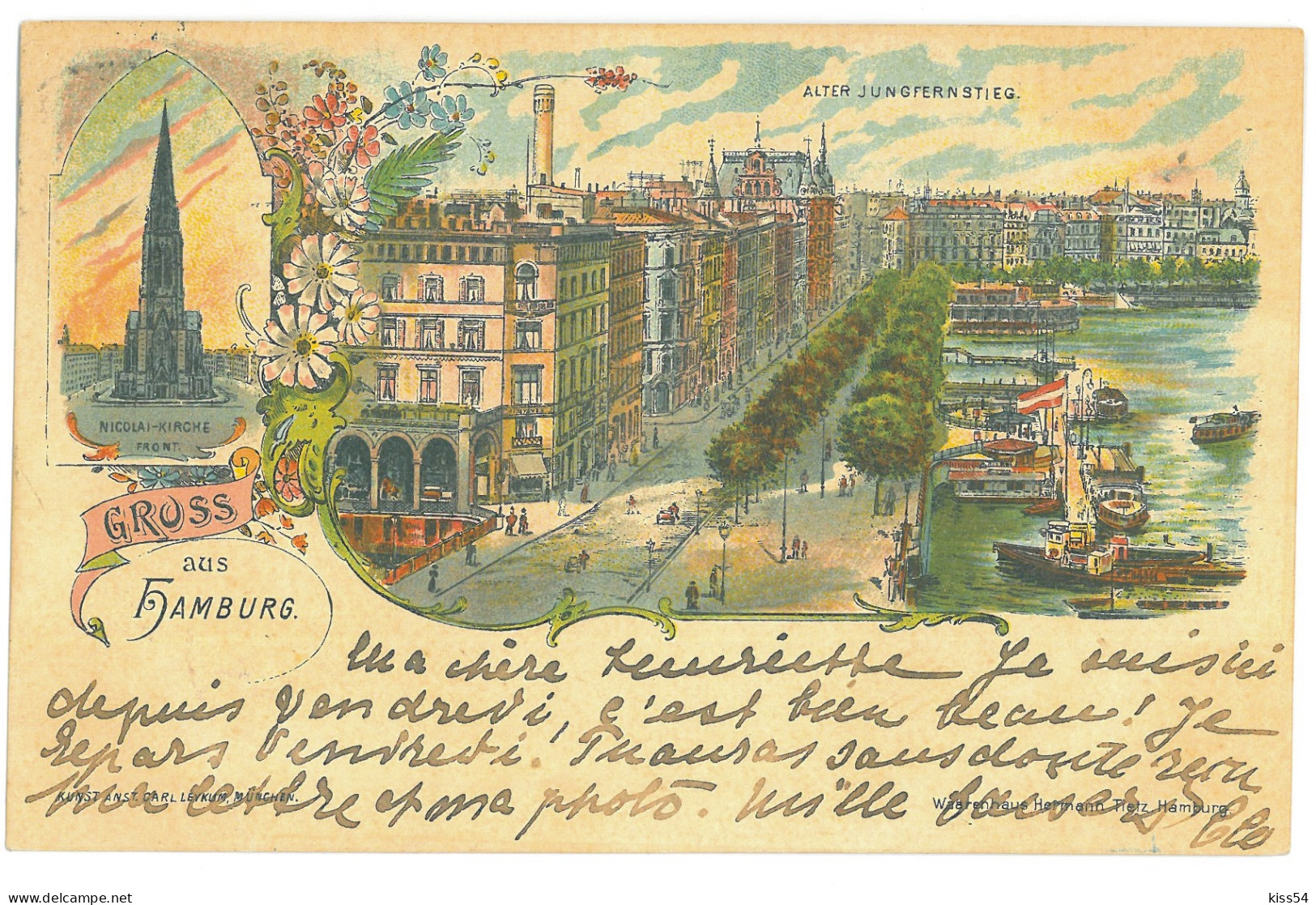 GER 32 - 16929 HAMBURG, Litho, Germany - Old Postcard - Used - 1898 - Harburg
