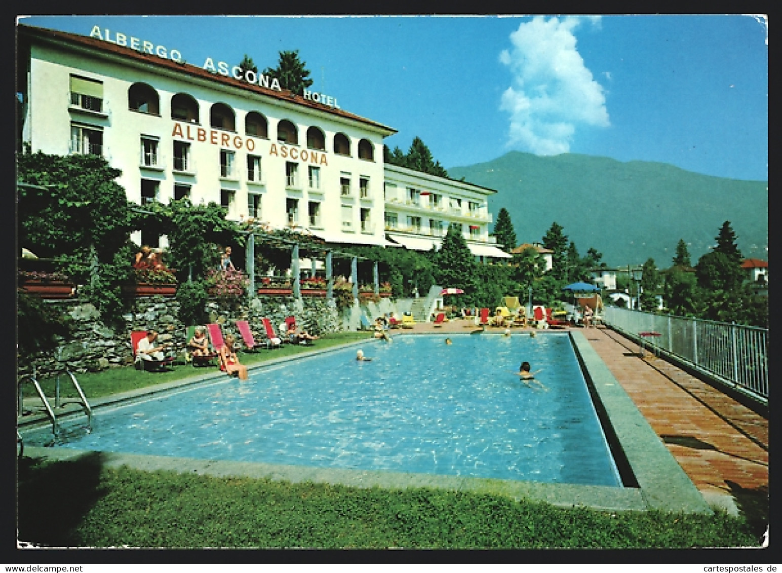 AK Ascona, Hotel Ascona Fam. Biasca-Caroni Mit Schwimmbecken  - Biasca