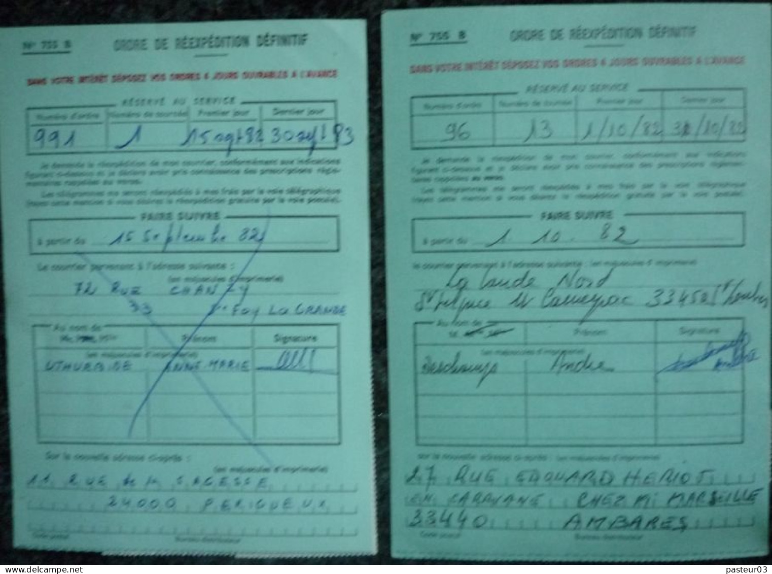 Ordre De Réexpédition Défiitive Quantité 14 - Postal Rates