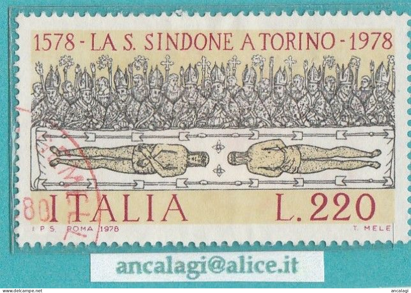 USATI ITALIA 1978 - Ref.0396A "LA SACRA SINDONE" 1 Val. - - 1971-80: Usati