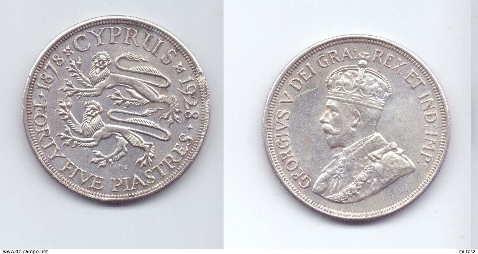 Cyprus 45 Piastres 1928 50th Anniversary Of British Rule - Cyprus