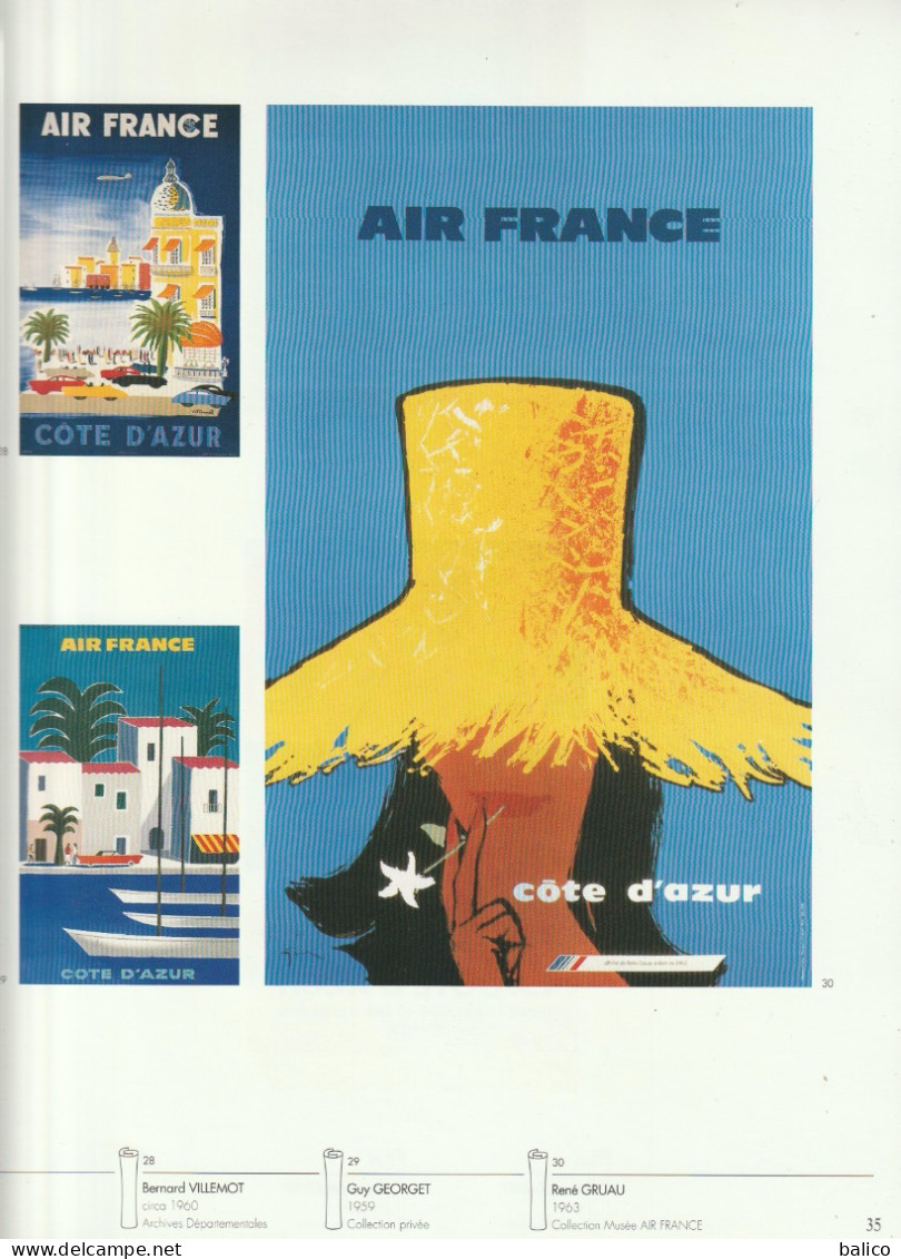 Pages Du Livre "AFFICHES D'AZUR" Alpes Maritimes  ( Recto Verso, Pages 35/36 ) Air France - Côte D'Azur - Afiches