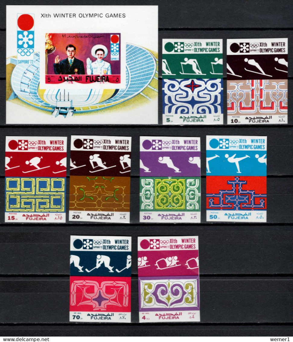 Fujeira 1971 Olympic Games Sapporo, Set Of 8 + S/s Imperf. MNH - Inverno1972: Sapporo