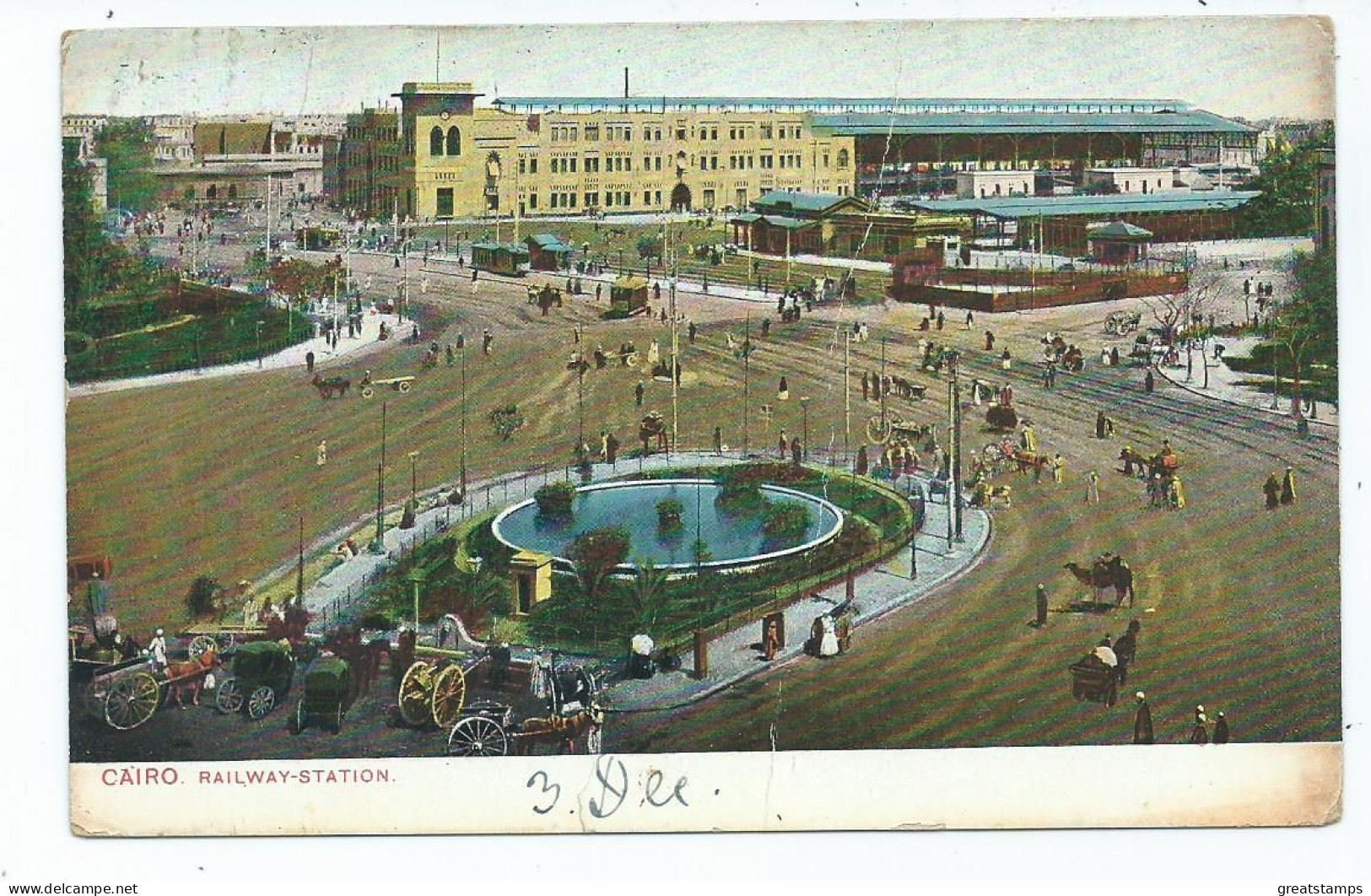 Railway Postcard Egypt Cairo Railway Station Posted 1906 Port Said - Stazioni Senza Treni