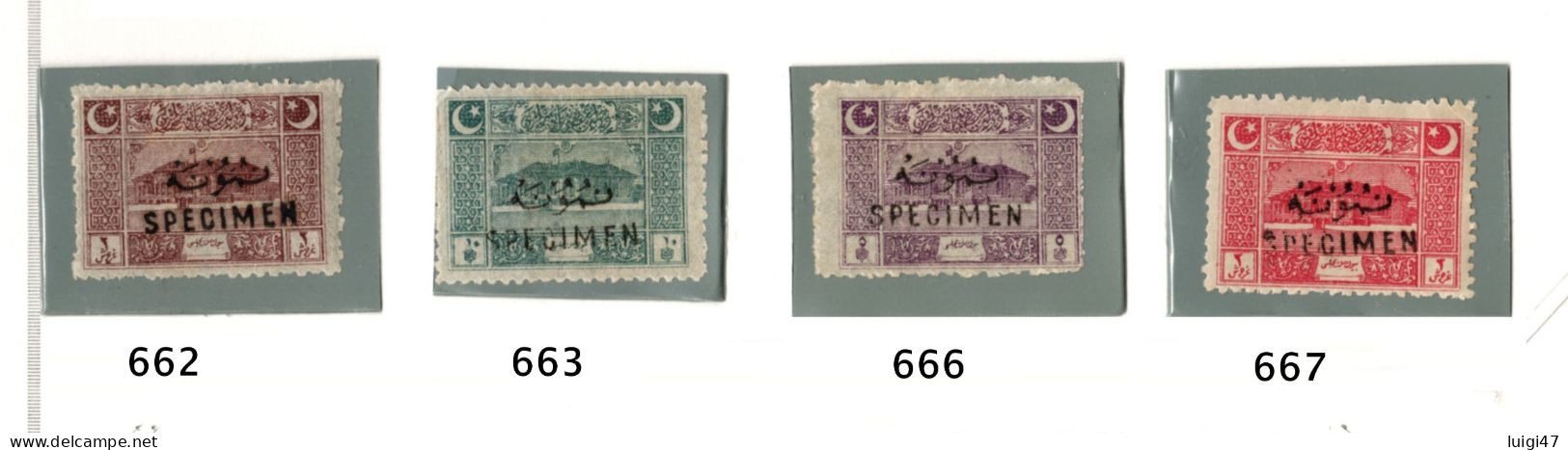 1923- Turchia Repubblica - Parlamento Di Ankara - Prove Soprstampate SPECIMEN - Unused Stamps
