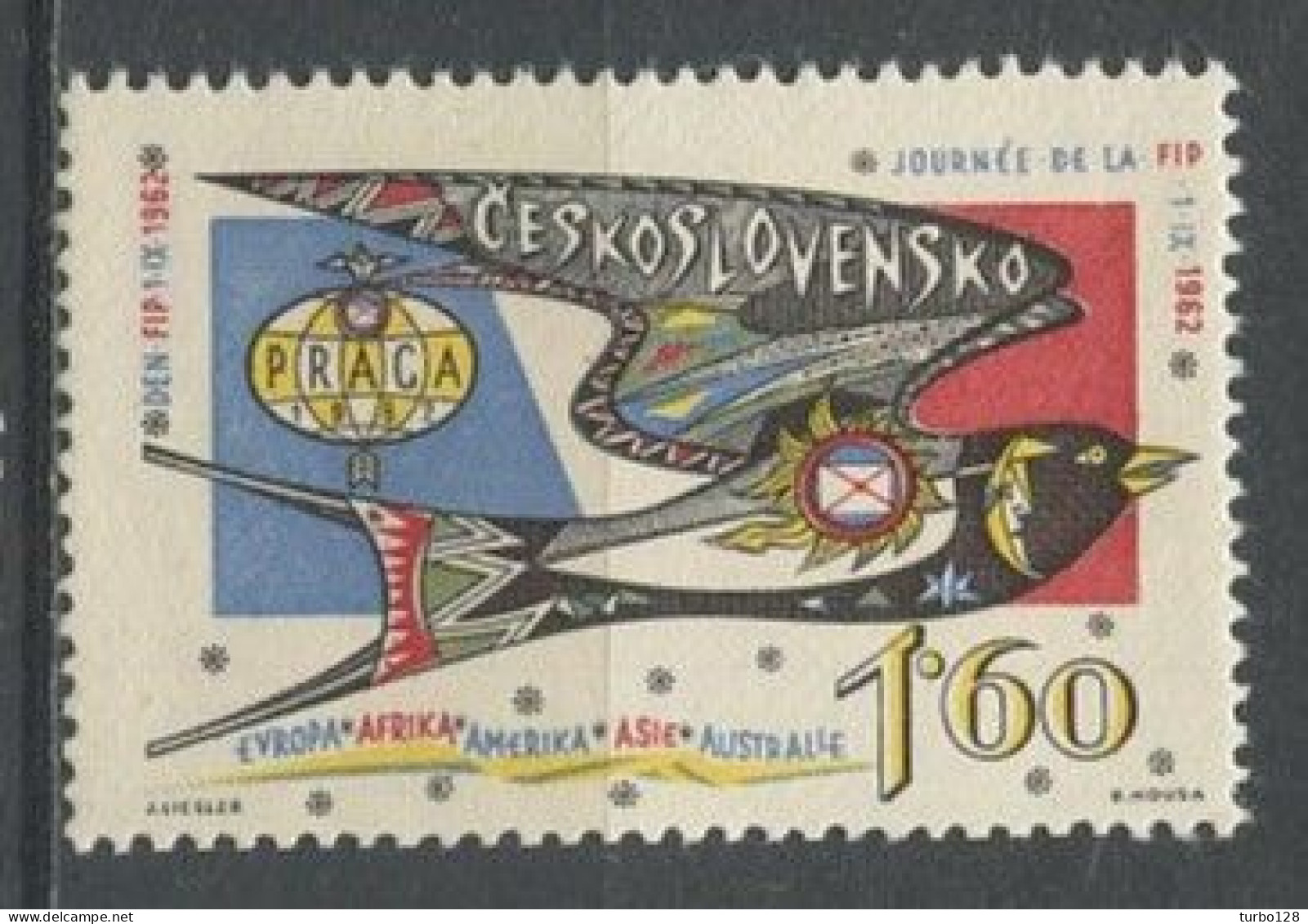 TCHECOSLOVAQUIE 1962 N° 1235 ** Neuf MNH Superbe C 8 € Faune Oiseau Bird Journée Fédération De La Philatélie PRAGA - Ongebruikt
