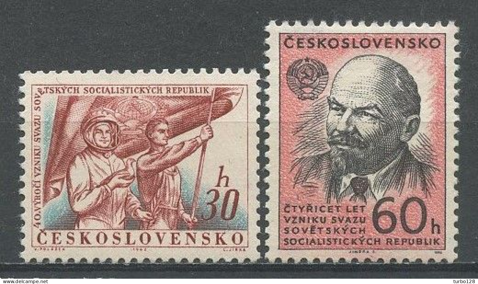 TCHECOSLOVAQUIE 1962 N° 1238/1239 ** Neufs MNH Superbes Lénine Ouvrier Et Cosmonaute Espace Anniversaire URSS - Neufs