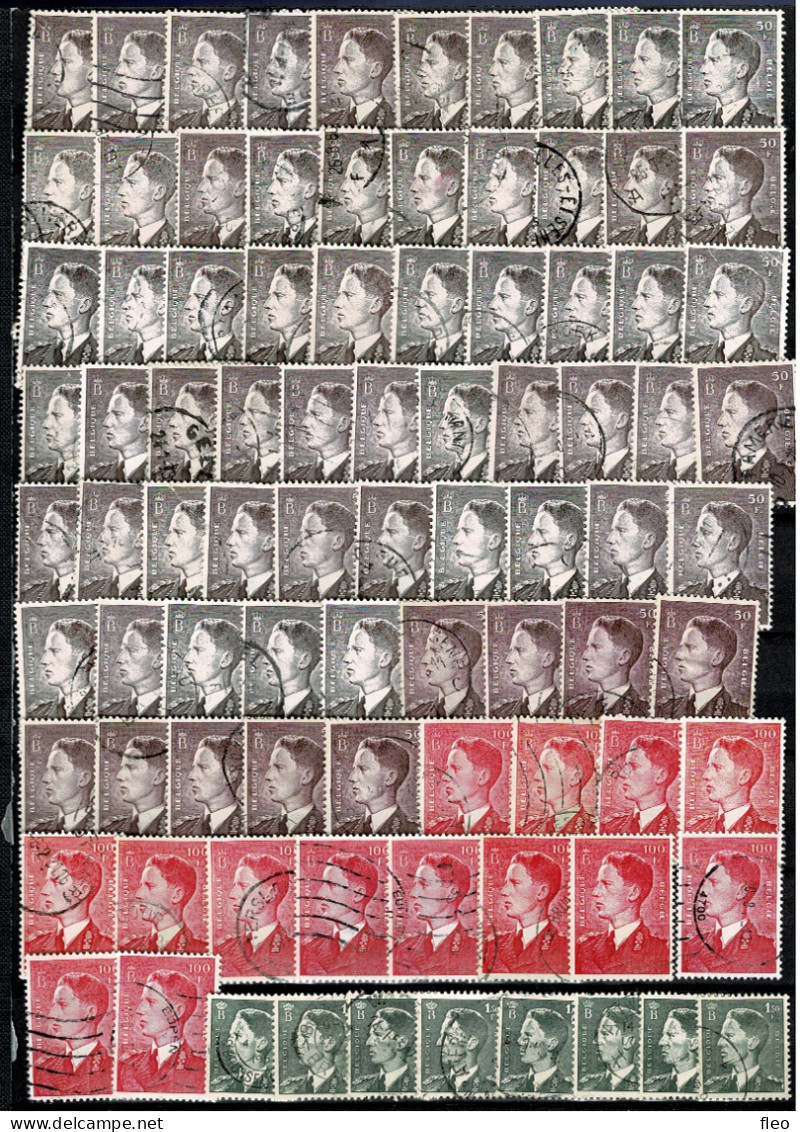 1952/53/58 879° (verschillende Papieren)  & 909 910 911° & 1075° (+/-250 Timbres) :Roi Boudewijn / Koning Boudewijn - Gebraucht