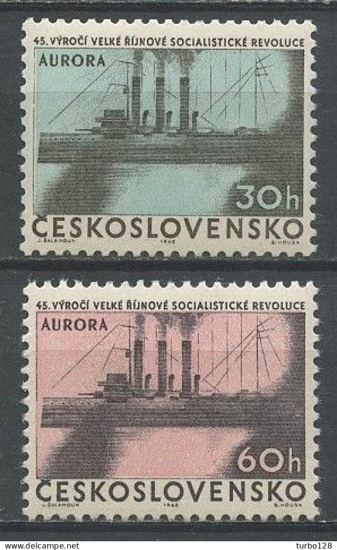 TCHECOSLOVAQUIE 1962 N° 1240/1241 ** Neufs MNH Superbes C 1 € Bateaux Ships Cuirassé Aurora Anniversaire Révolution - Neufs