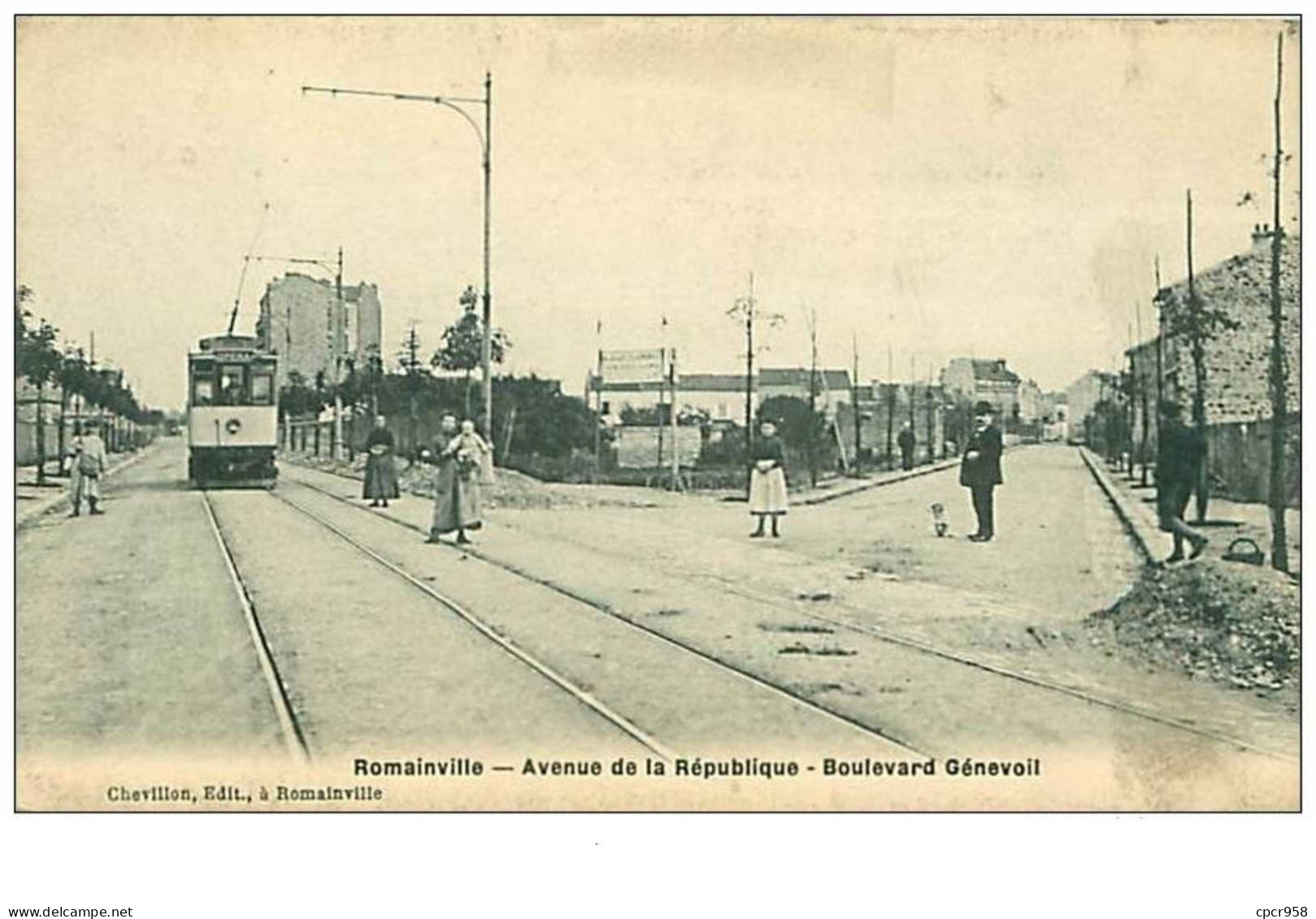 93.ROMAINVILLE.n°19.AVENUE DE LA REPUBLIQUE.BOULEVARD GENEVOIL.TRAMWAY - Romainville