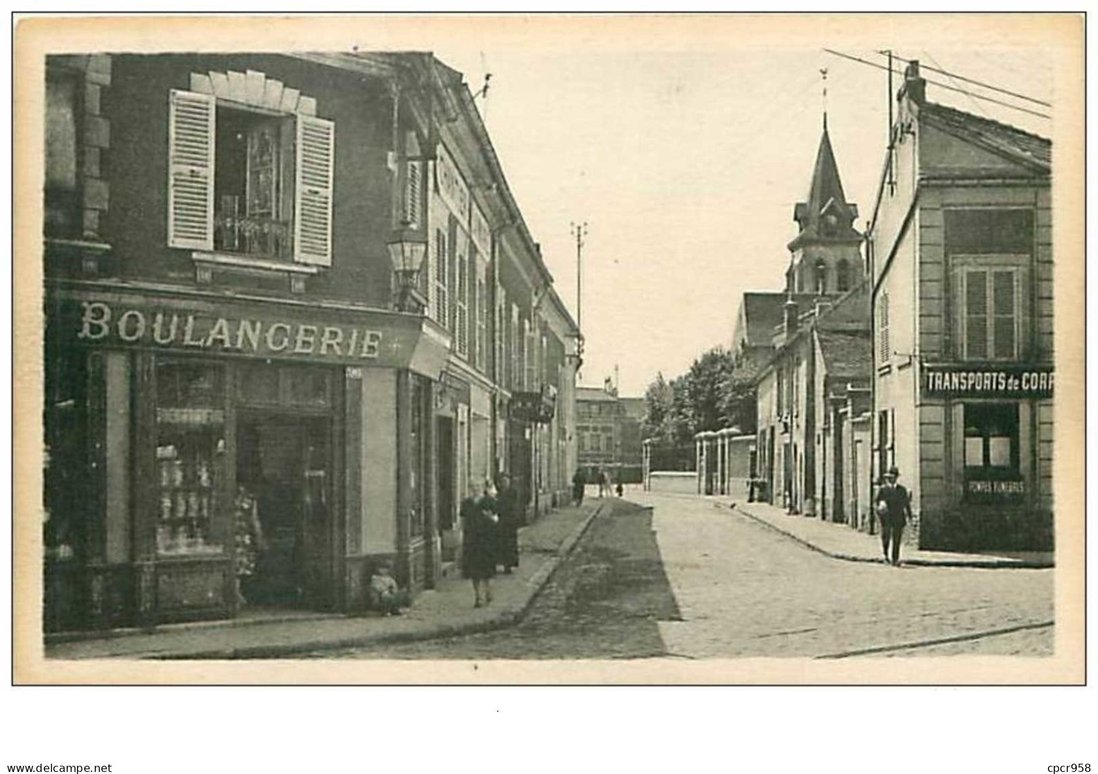 93.NEUILLY SUR MARNE.n°80.RUE GAMBETTA ET L'EGLISE.BOULANGERIE.RARE.POMPES FUNEBRES - Neuilly Sur Marne