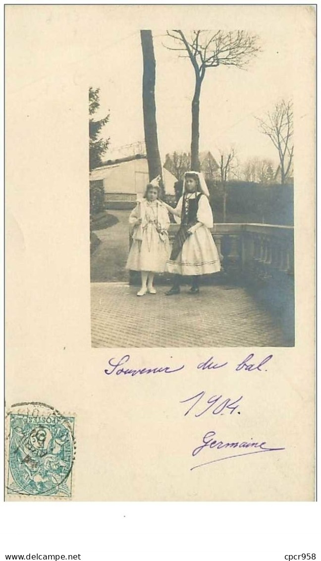 93.BONDY.n°17717.SOUVENIR DU BAL.1904.FILLETTES.CP PHOTO - Bondy