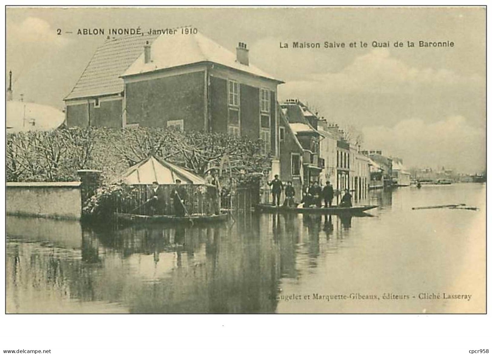 94.ALBON.n°125.ALBON INONDE.JANVIER 1910.LA MAISON SAIVE ET LE QUAI DE LA BARONNIE.RARE - Ablon Sur Seine