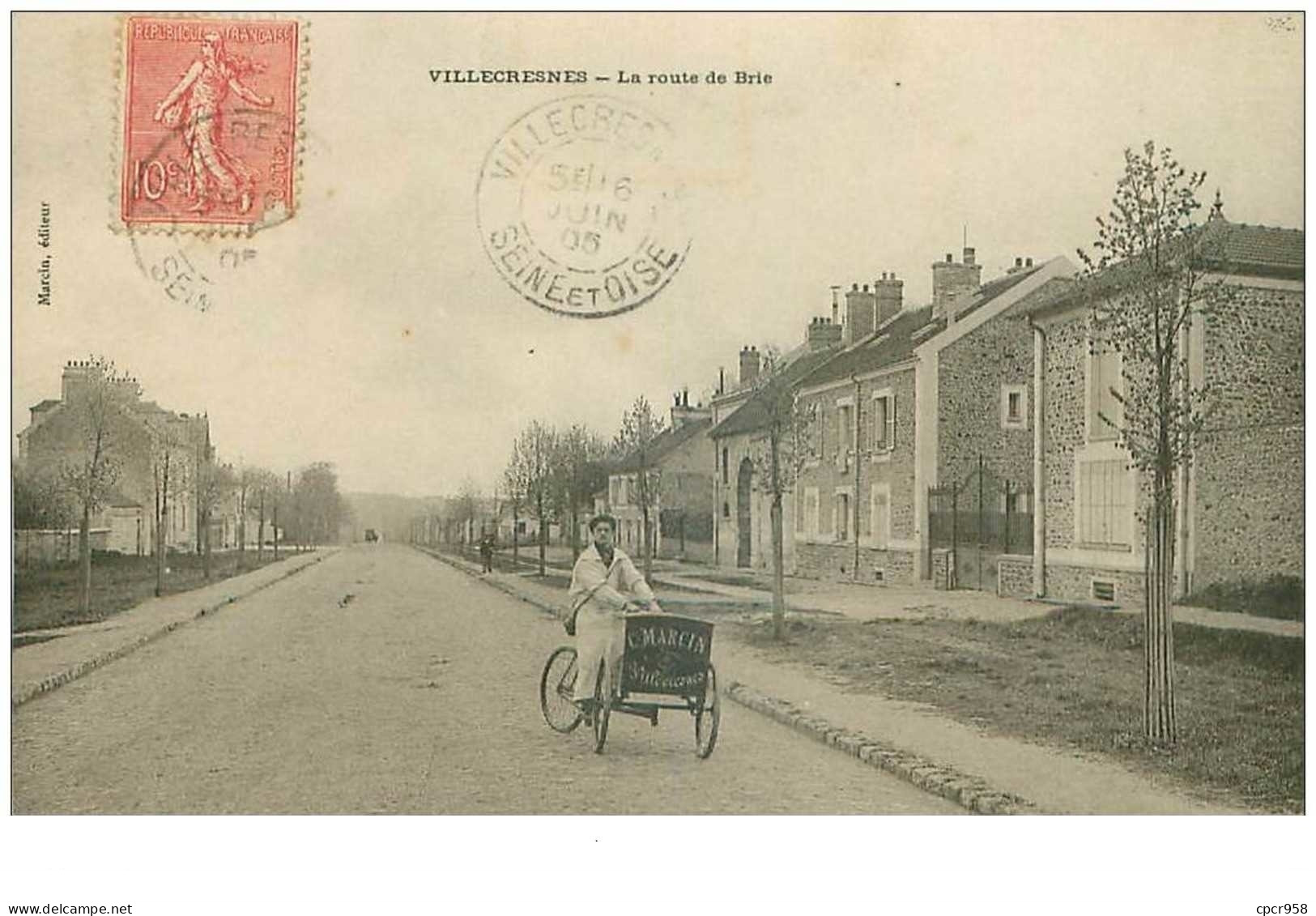 94 . N°43389 . Villecresnes . La Route De Brie.triporteur.velo.en L Etat - Villecresnes