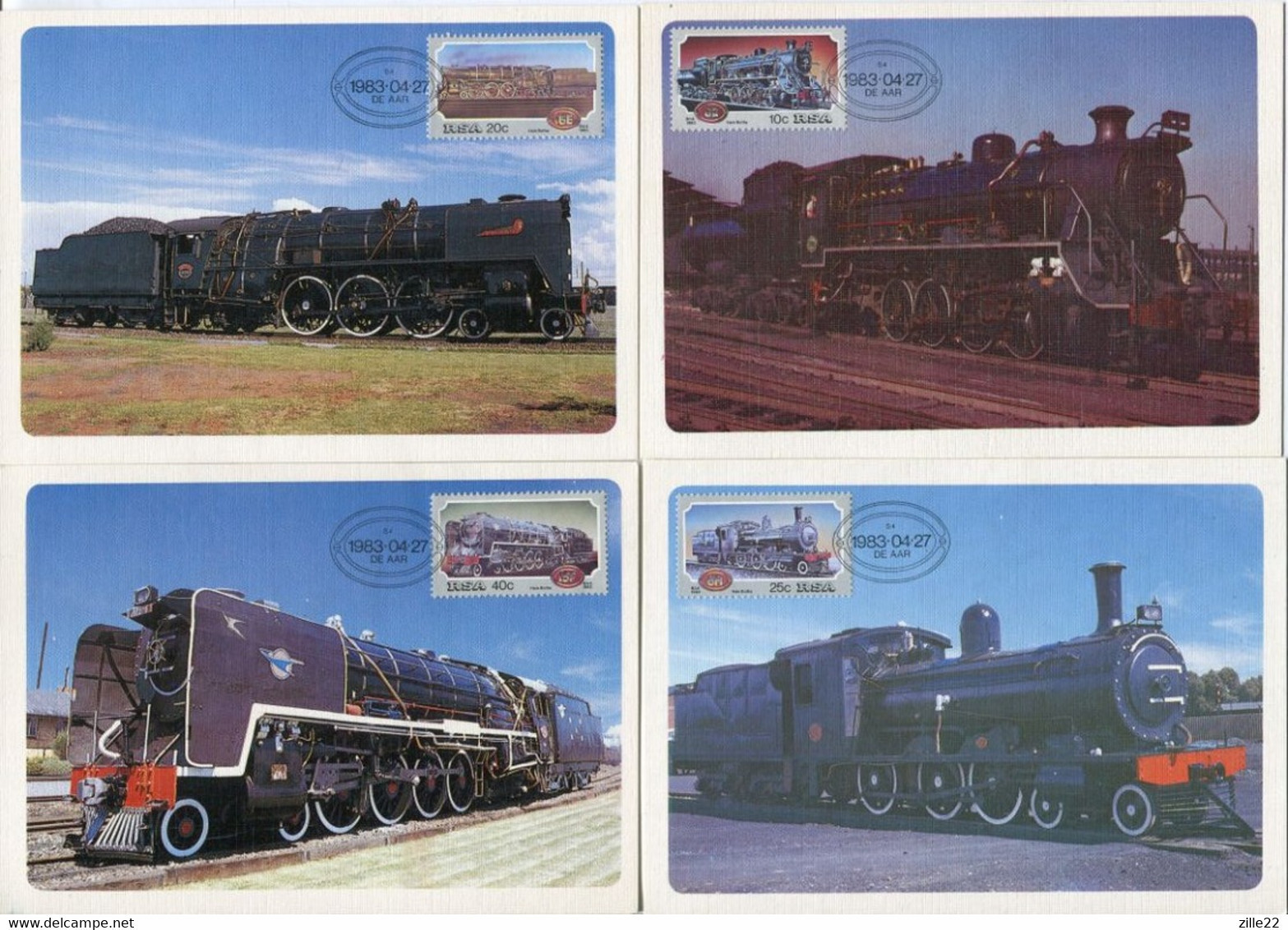 Südafrika South Africa Mi# 630-3 Offizieller Maxikarten-Satz/official Set Maxicards - Transport Railway - FDC