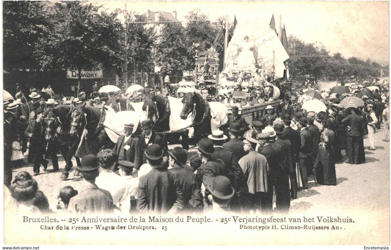 CPA Carte Postale Belgique Bruxelles 25me Anniversaire De La Maison Du Peuple Char De La Presse   VM79446 - Fêtes, événements