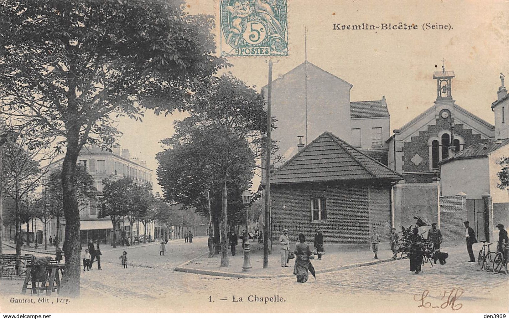 KREMLIN-BICETRE (Val-de-Marne) - La Chapelle - Voyagé 1906 (2 Scans) Marie Fert, 10 Bis Rue Eugénie à Saint-Mandé - Kremlin Bicetre